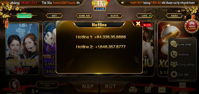 Liên hệ chăm sóc khách hàng Hitclub